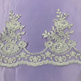 Corded Lace Trimming Embroidered Net Mesh 8.5"
