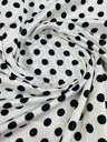 Polka Dot Satin 100 Percent Polyester Charmeuse Fabric - White Polka Dot On Red, 58" Width (1 Yard)
