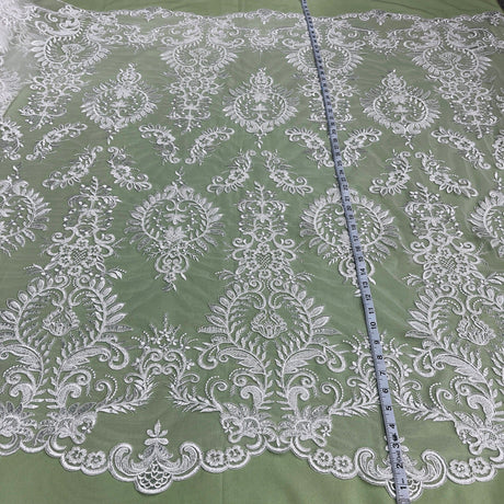 Beaded Corded Bridal Lace Fabric 52"
