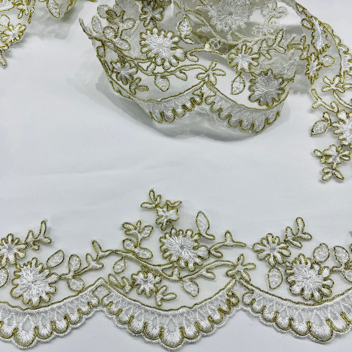 Corded Lace Trimming Embroidered Mesh