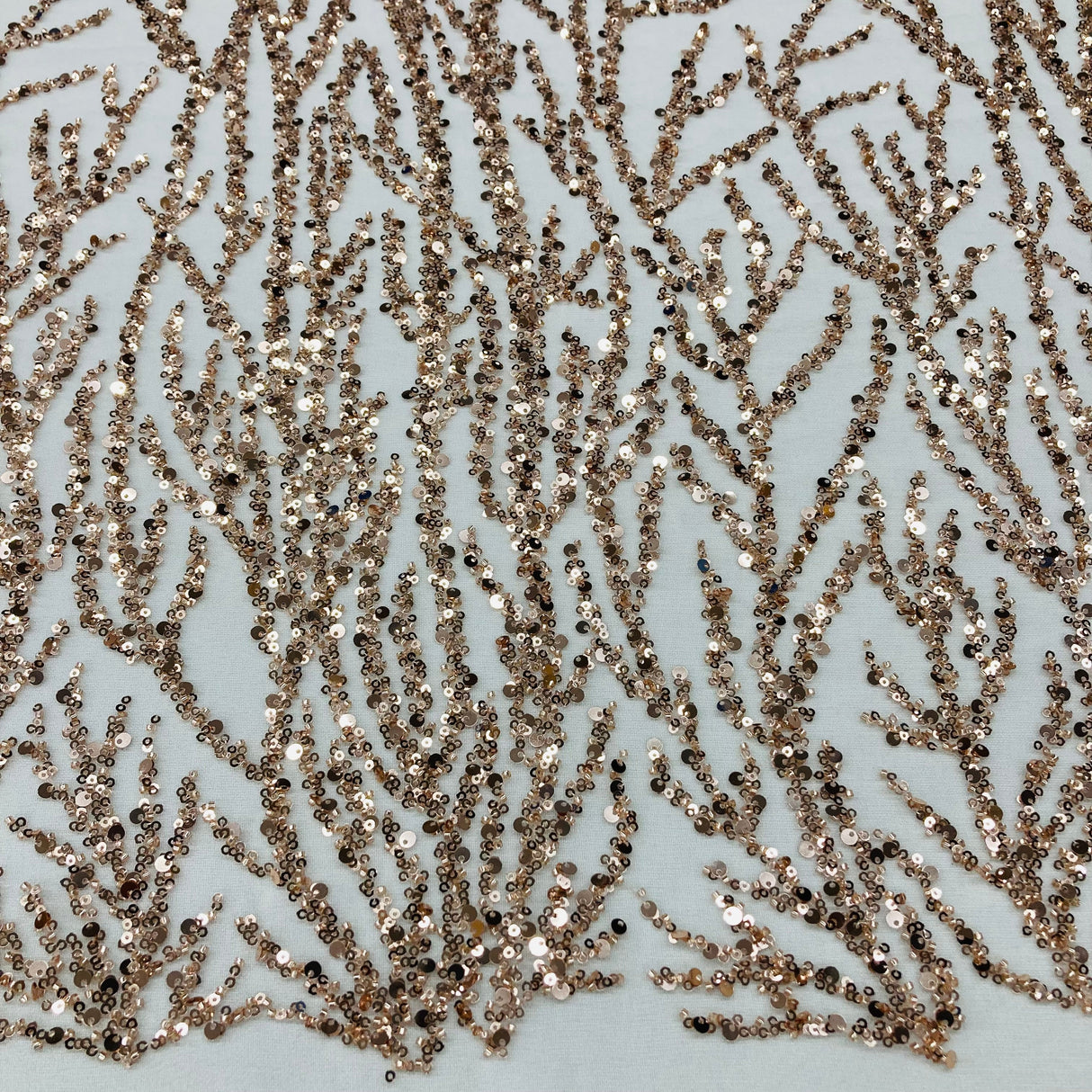 Beaded Sequined Lace Fabric on Polyester Net Mesh