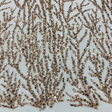 Beaded Sequined Lace Fabric on Polyester Net Mesh