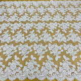 Beaded Corded Bridal Lace Fabric