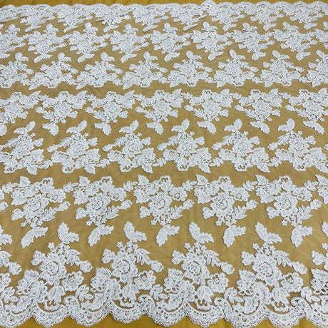 Beaded Corded Bridal Lace Fabric