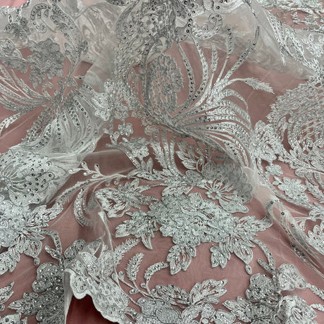 Sequined Corded Bridal Lace