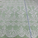 Beaded Corded Bridal Lace Ivory Mesh