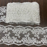 Corded Double Sided Lace Trimming Polyester Fabric - Gold Metallic, Ivory With Silver Cording, Ivory, White With Silver Cording, White, Silver Metallic, 6" Width (1 Yard)