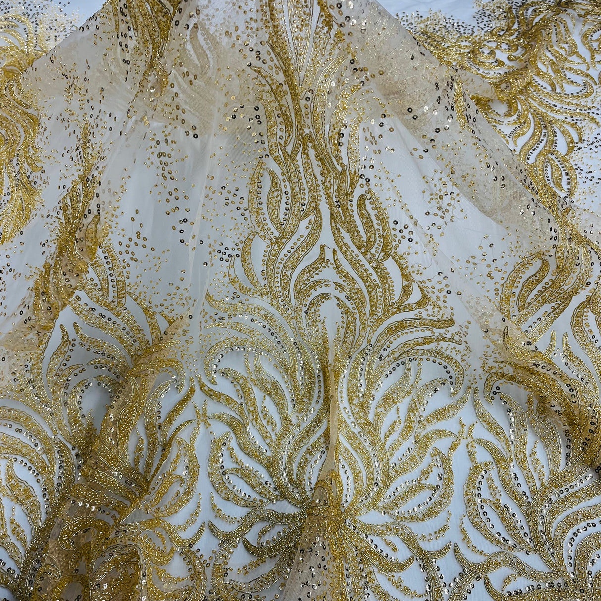 Beaded Sequined Bridal Lace Fabric
