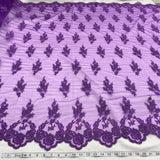 Beaded Corded Lace Fabric - Embroidered On 100% Polyester Net Mesh, 53" Width, 6 Colors (1 Yard)
