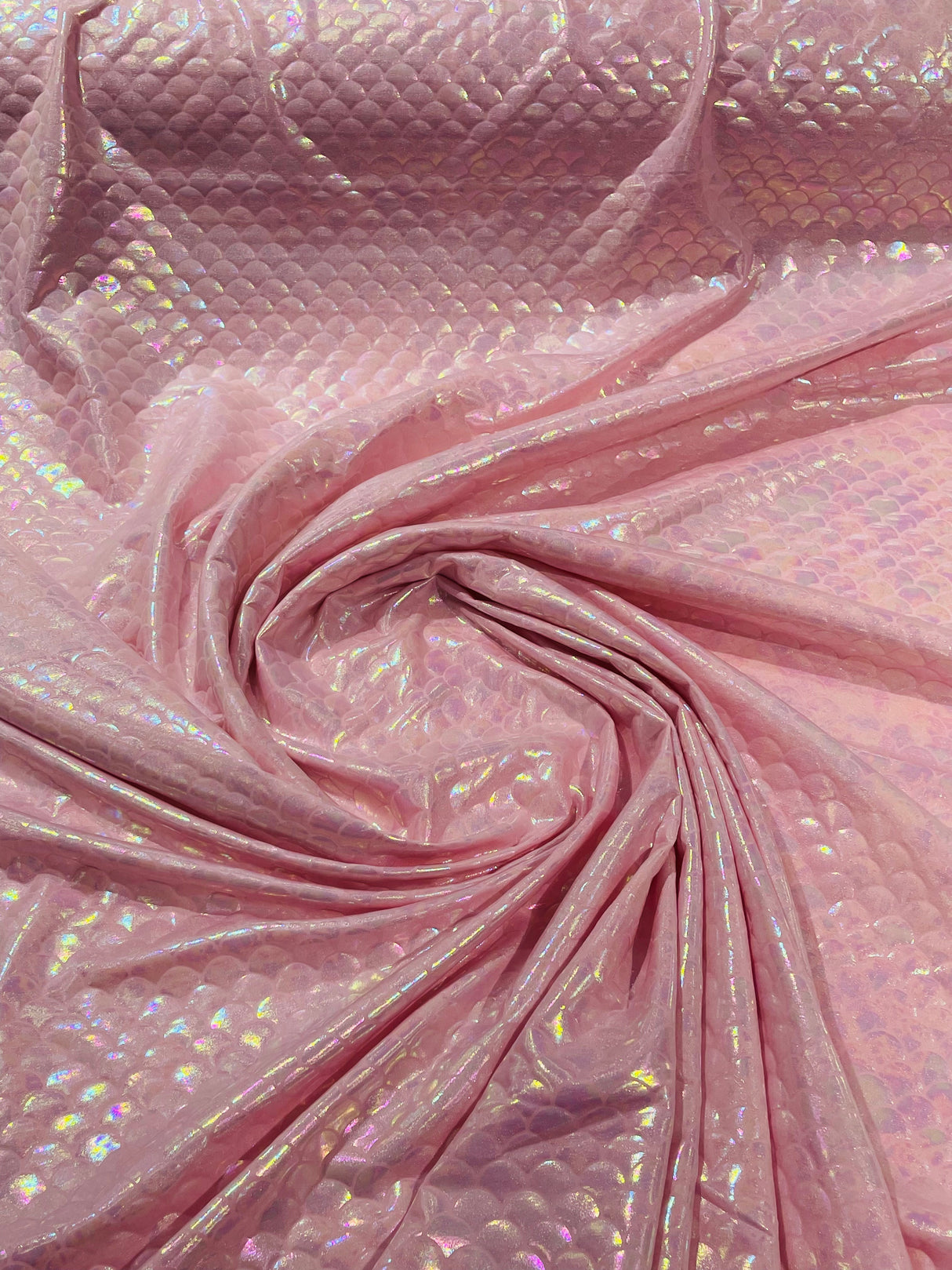 Mermaid Fish Foil Spandex Fabric - Iridescent Fish Scale Print, 58" Width (1 Yard)