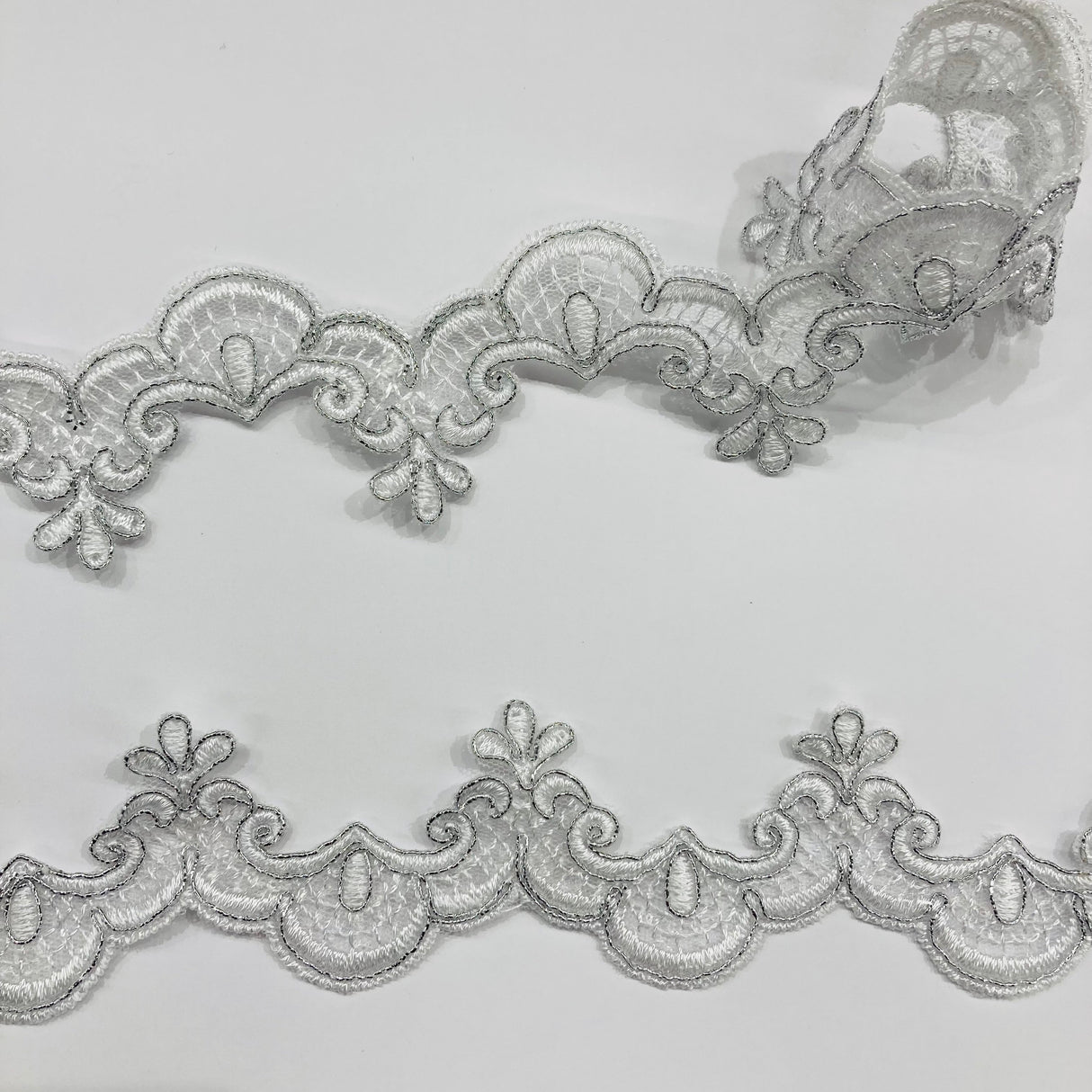 Polyester Net Mesh Corded Lace Trimming 1.5"