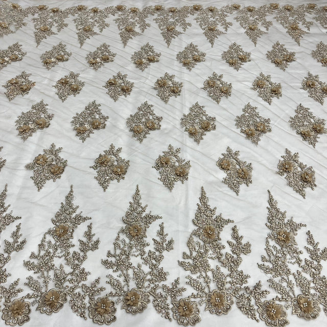 Beaded 3D Floral Lace Fabric 52" Wide