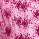 Beaded Lace Fabric on Polyester Net Mesh