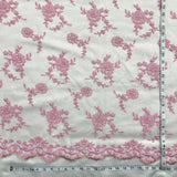 Beaded Lace Fabric Pink Mesh