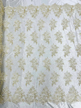 Camila Embroider Floral Damask Lace Fabric - Floral Damask, 54" Width (1 Yard)