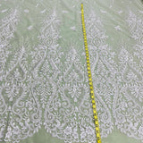 Beaded Lace Fabric Embroidered on Polyester Net Mesh