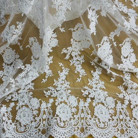 Beaded Corded Bridal Lace Fabric 53"