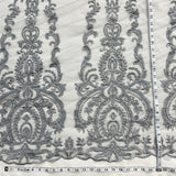 Beaded Lace Fabric on Polyester Net Mesh