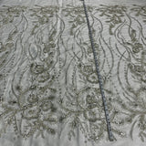 Beaded Lace Fabric Antique Silver