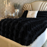 Braided Fluffy Faux Fur Chinchilla Fabric - Black Braided, 104" X 93" (Cal King/Eastern King - 104" X 93")