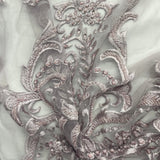 Beaded Lace Fabric on Polyester Net Mesh 54"