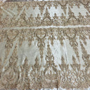 Beaded Corded Bridal Lace Fabric on Polyester Net Mesh