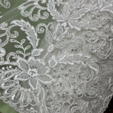 Beaded Corded Bridal Lace Fabric 51" White Ivory