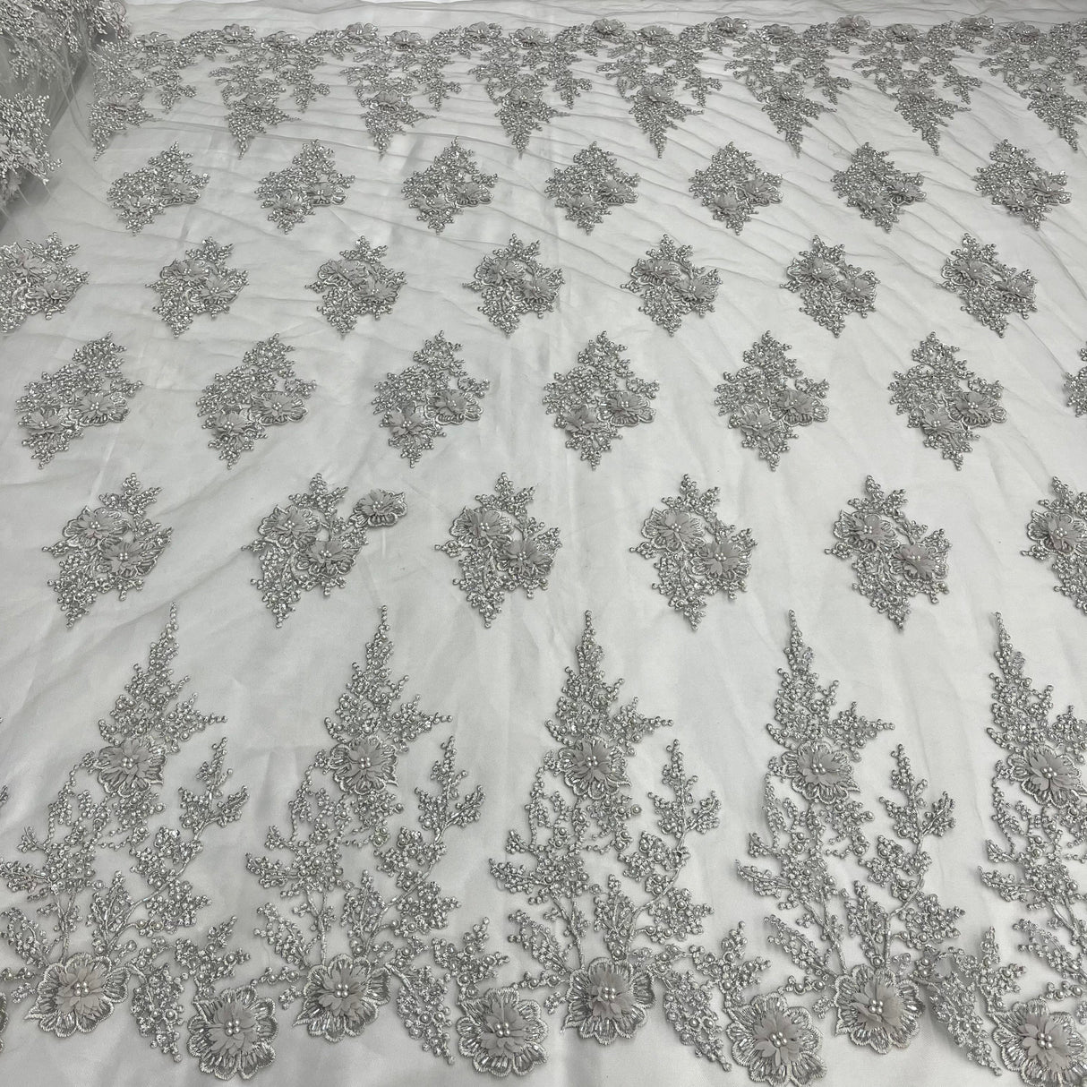 Beaded 3D Floral Lace Fabric 52" Wide