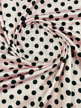 Polka Dot Satin 100 Percent Polyester Charmeuse Fabric - White Polka Dot On Red, 58" Width (1 Yard)