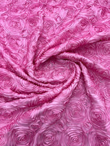 Rosette 3D Satin Polyester Fabric - 3D Rosette Design, 54" Width (1 Yard)