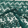 Beaded Corded Bridal Lace Polyester Fabric - Gold Metallic, Silver Metallic, White, Ivory, Rose Gold, Hunter Green, 51" Wide (1 Yard)