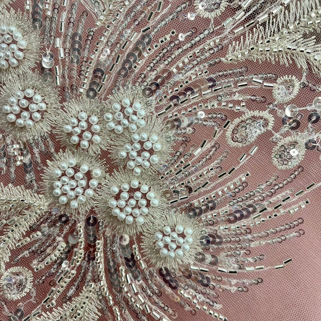 Beaded Embroidered Lace Fabric