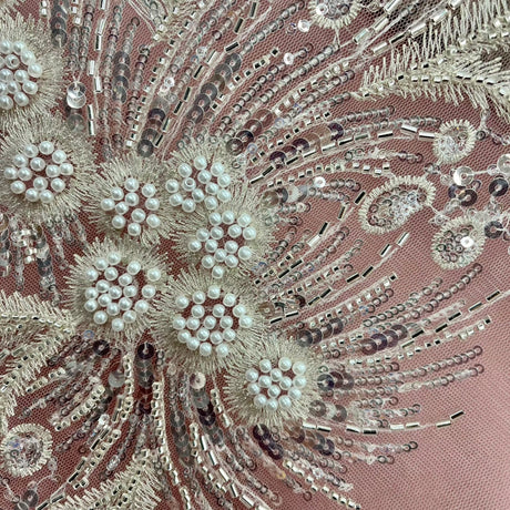 Beaded Embroidered Lace Fabric