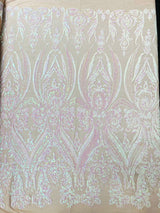 Big Sequin Damask Polyester Fabric - Damask Sequin Mesh, 54" Width (1 Yard)