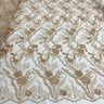 1 Yard Silver Beaded Lace Fabric Embroidered on Polyester Net Mesh for Couture Sewing 50 Inch Width