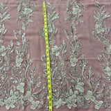 1 Yard Luxurious Beaded Lace Fabric Embroidered on Polyester Net Mesh