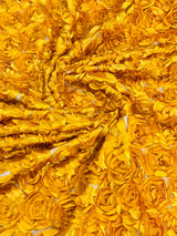 3D Roses On A Mesh Fabric - 54" Width, Color Options (1 Yard)