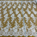 1 yarda de tela de encaje nupcial bordada con cordones elegante con bordado floral blanca