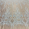 1 Yard Exquisite Beaded Lace Fabric Embroidered on 100% Polyester Net Mesh White