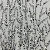 Beaded Sequined Lace Fabric on Polyester Net Mesh