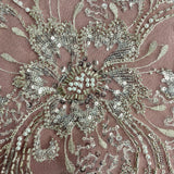 Beaded Lace Fabric on Polyester Net Mesh