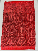 Paisley Sequin Design 4 Way Stretch Mesh Fabric - Nude Paisley Embroidered Iridescent Sequins, 48-50" Width, 36" Length (1 Yard)