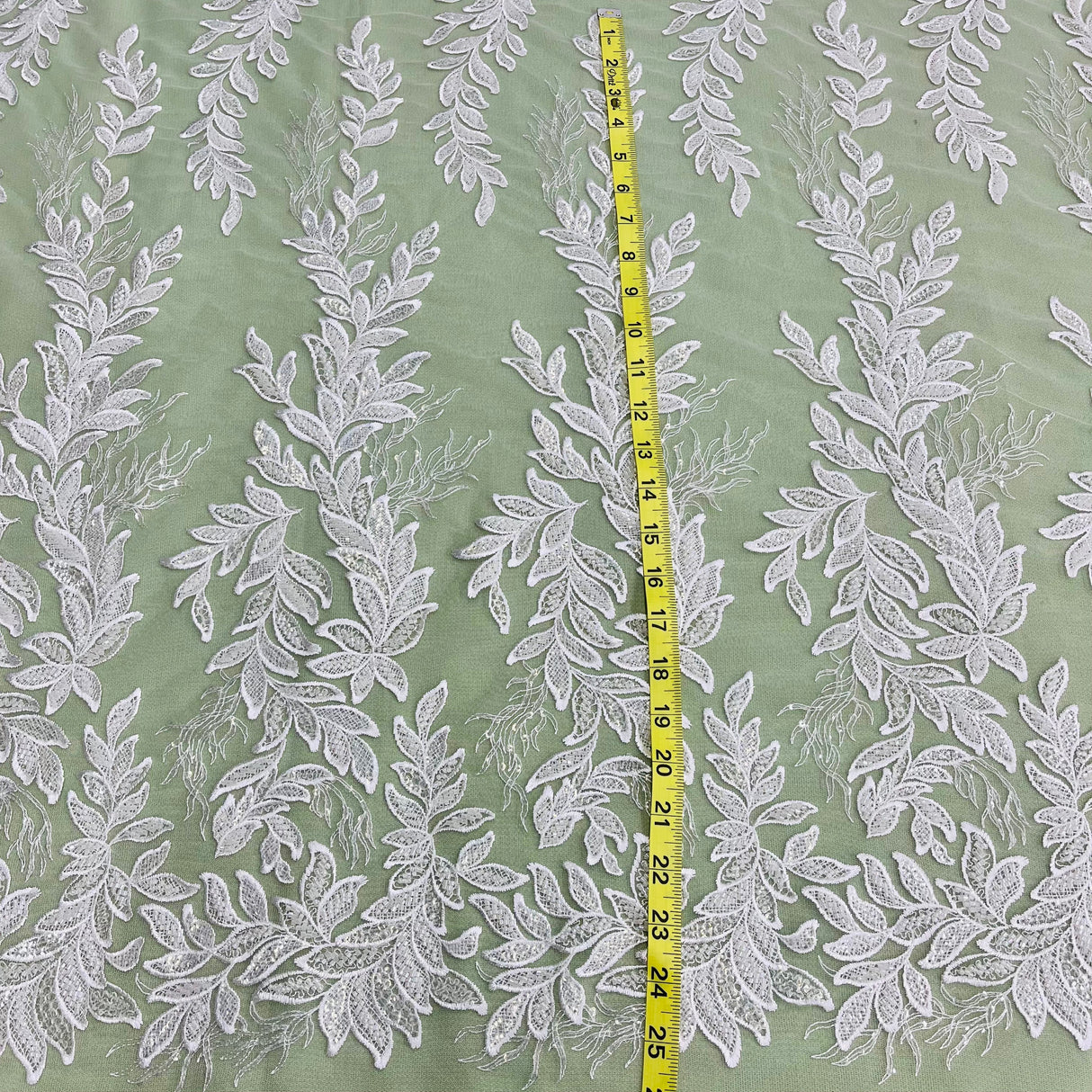 Beaded Lace Fabric on Polyester Net Mesh 54"