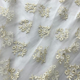 Beaded Lace Fabric on Polyester Net Mesh 52"