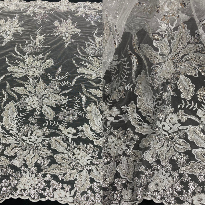 Beaded Lace Fabric Embroidered Net Mesh