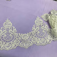Corded Lace Trimming Embroidered On 100 Percent Polyester Net Mesh Fabric - Ivory, White, 8.5" Width (1 Yard)