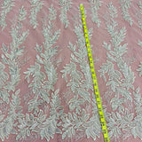 Beaded Lace Fabric on Polyester Net Mesh 54"