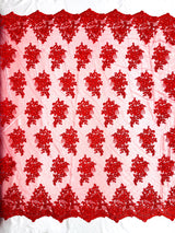 Camila Embroider Floral Damask Lace Fabric - Floral Damask, 54" Width (1 Yard)