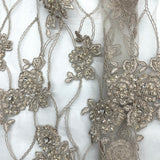 Beaded Corded Bridal Lace Fabric Nude 52"