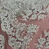Beaded Corded Bridal Lace Mesh